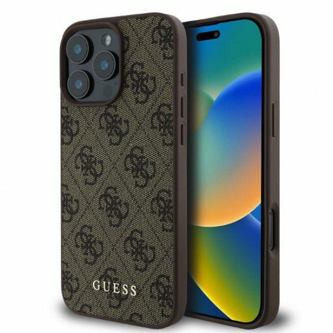 Guess iPhone 16 Pro - 4G Classic - Σκληρή Θήκη με Επένδυση Συνθετικού Δέρματος - Brown - GUHCP16LG4GFBR