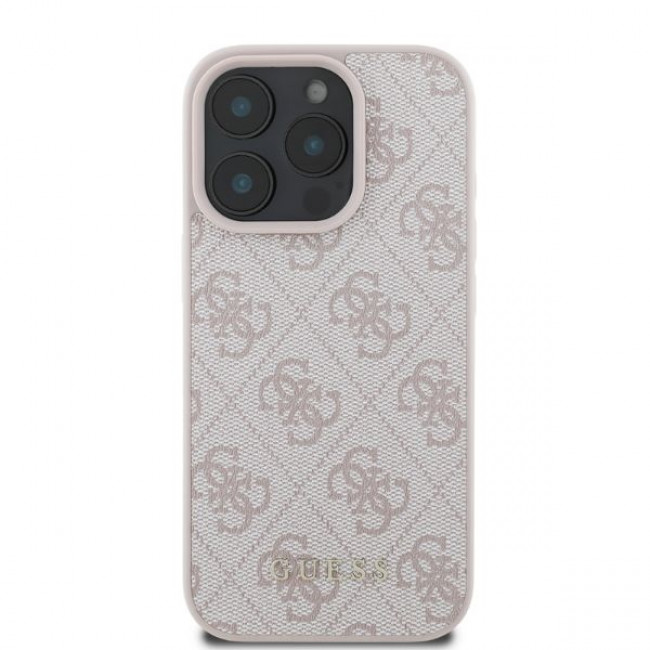 Guess iPhone 16 Pro - 4G Classic Σκληρή Θήκη με Επένδυση Συνθετικού Δέρματος - Pink - GUHCP16LG4GFPI