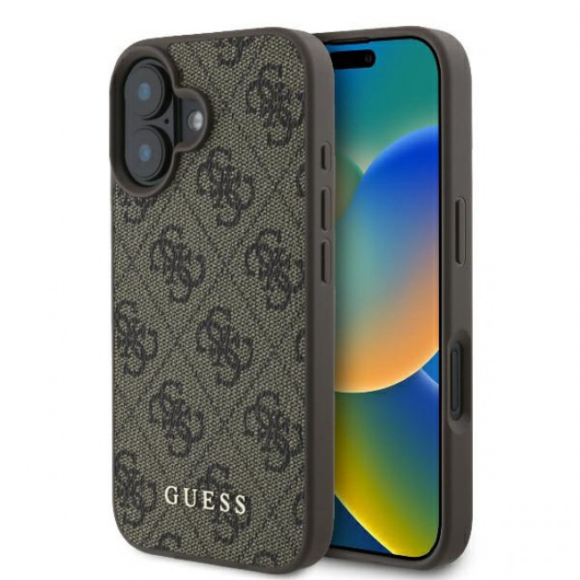 Guess iPhone 16 Plus - 4G Classic - Σκληρή Θήκη με Επένδυση Συνθετικού Δέρματος - Brown - GUHCP16MG4GFBR