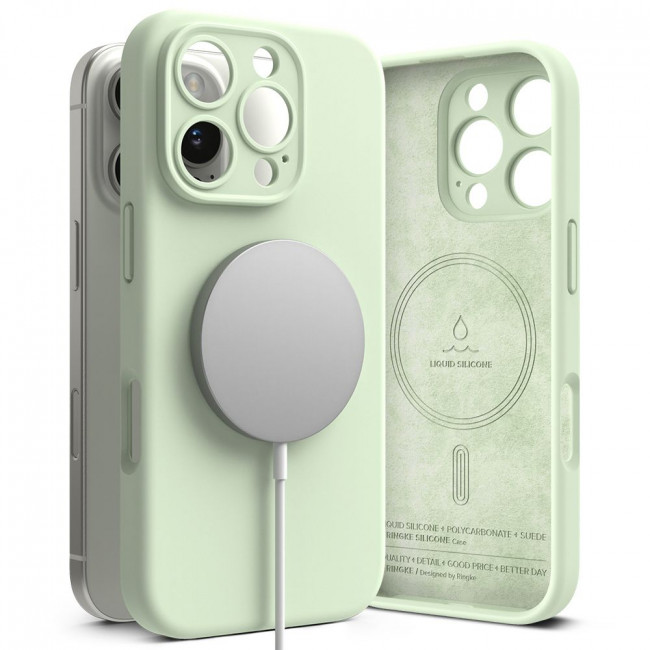 Ringke iPhone 16 Pro Max Silicone Magnetic MagSafe Case Θήκη Σιλικόνης με MagSafe - Soft Mint