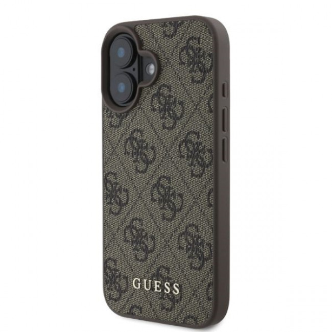 Guess iPhone 16 - 4G Classic - Σκληρή Θήκη με Επένδυση Συνθετικού Δέρματος - Brown - GUHCP16SG4GFBR