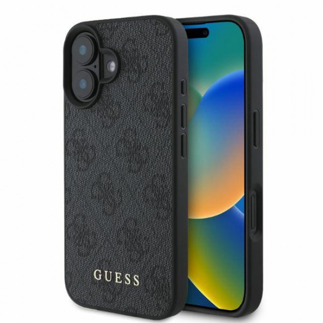 Guess iPhone 16 - 4G Classic - Σκληρή Θήκη με Επένδυση Συνθετικού Δέρματος - Black - GUHCP16SG4GFGR