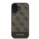 Guess iPhone 16 - 4G Bottom Stripe - Θήκη με Επένδυση Συνθετικού Δέρματος - Brown - GUHCP16SG4GLBR