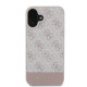 Guess iPhone 16 - 4G Bottom Stripe - Θήκη με Επένδυση Συνθετικού Δέρματος - Pink - GUHCP16SG4GLPI