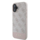 Guess iPhone 16 - 4G Bottom Stripe - Θήκη με Επένδυση Συνθετικού Δέρματος - Pink - GUHCP16SG4GLPI