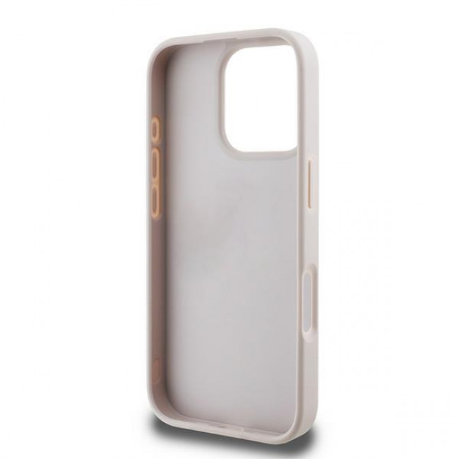 Guess iPhone 16 Pro Max - 4G Bottom Stripe - Θήκη με Επένδυση Συνθετικού Δέρματος - Pink - GUHCP16XG4GLPI