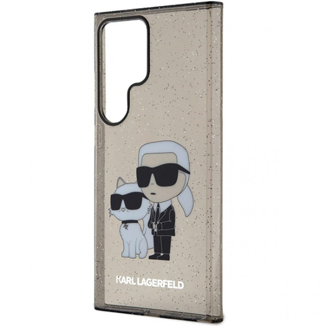 Karl Lagerfeld Samsung Galaxy S24 Ultra - Glitter Karl and Choupette Σκληρή Θήκη με Πλαίσιο Σιλικόνης - Black - KLHCS24LHNKCTGK