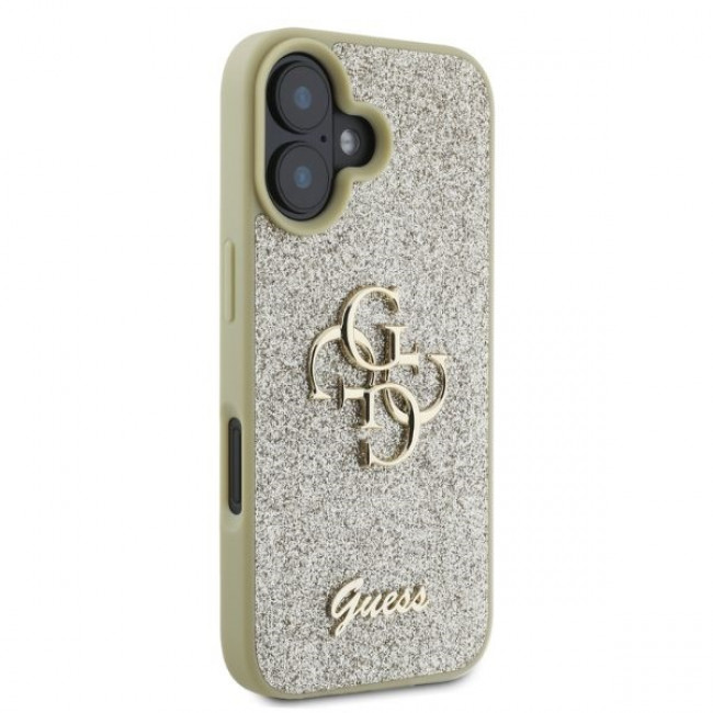 Guess iPhone 16 - Fixed Glitter Big 4G - Σκληρή Θήκη με Πλαίσιο Σιλικόνης - Gold - GUHCP16SHG4SGD