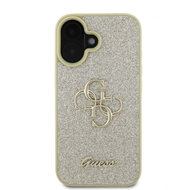 Guess iPhone 16 - Fixed Glitter Big 4G - Σκληρή Θήκη με Πλαίσιο Σιλικόνης - Gold - GUHCP16SHG4SGD