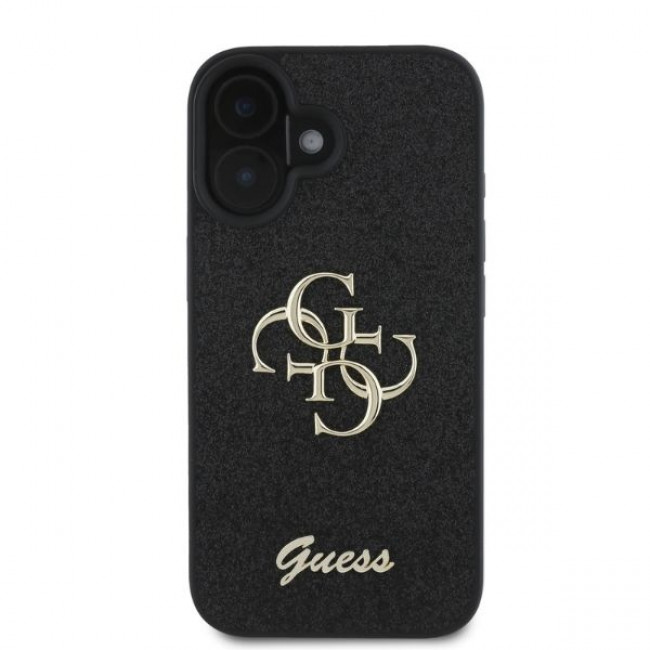 Guess iPhone 16 - Fixed Glitter Big 4G - Σκληρή Θήκη με Πλαίσιο Σιλικόνης - Black - GUHCP16SHG4SGK