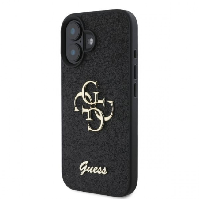 Guess iPhone 16 - Fixed Glitter Big 4G - Σκληρή Θήκη με Πλαίσιο Σιλικόνης - Black - GUHCP16SHG4SGK