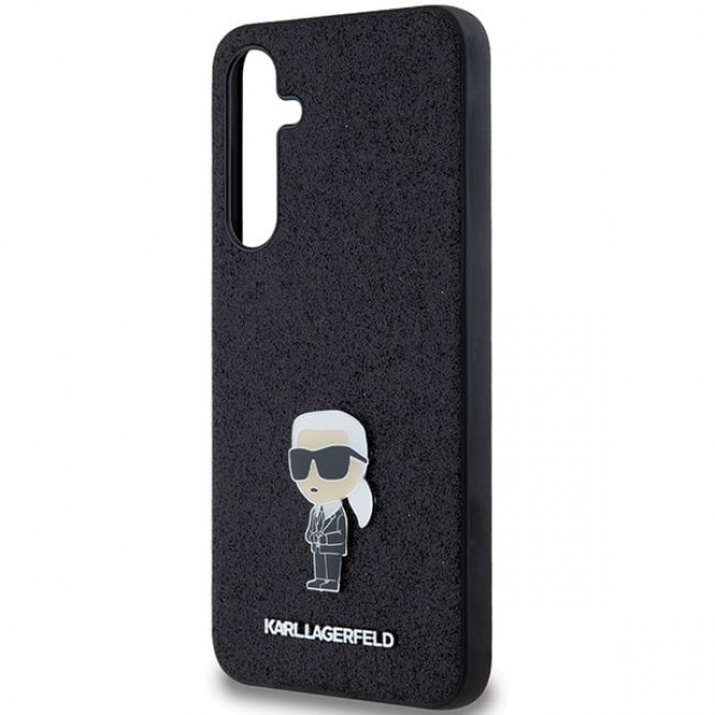 Karl Lagerfeld Samsung Galaxy A35 5G - Fixed Glitter Ikonik Logo Metal Pin - Σκληρή Θήκη με Πλαίσιο Σιλικόνης - Black - KLHCSA35GKNPSK