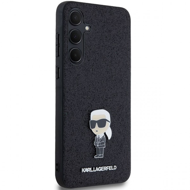 Karl Lagerfeld Samsung Galaxy A35 5G - Fixed Glitter Ikonik Logo Metal Pin - Σκληρή Θήκη με Πλαίσιο Σιλικόνης - Black - KLHCSA35GKNPSK