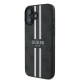 Guess iPhone 16 Plus - 4G Printed Stripes - MagSafe Θήκη με Επένδυση Συνθετικού Δέρματος - Black - GUHMP16MP4RPSK