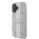 Guess iPhone 16 Plus - 4G Printed Stripes - MagSafe Θήκη με Επένδυση Συνθετικού Δέρματος - Pink - GUHMP16MP4RPSP