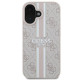 Guess iPhone 16 Plus - 4G Printed Stripes - MagSafe Θήκη με Επένδυση Συνθετικού Δέρματος - Pink - GUHMP16MP4RPSP