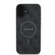 Guess iPhone 16 - 4G Ring Classic Logo - MagSafe Θήκη με Επένδυση Συνθετικού Δέρματος - Black - GUHMP16SG4GFRK