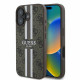 Guess iPhone 16 - 4G Printed Stripes - MagSafe Θήκη με Επένδυση Συνθετικού Δέρματος - Brown - GUHMP16SP4RPSW