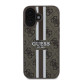 Guess iPhone 16 - 4G Printed Stripes - MagSafe Θήκη με Επένδυση Συνθετικού Δέρματος - Brown - GUHMP16SP4RPSW