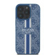 Guess iPhone 16 Pro Max - 4G Printed Stripes - MagSafe Θήκη με Επένδυση Συνθετικού Δέρματος - Blue - GUHMP16XP4RPSB