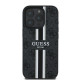 Guess iPhone 16 Pro Max - 4G Printed Stripes - MagSafe Θήκη με Επένδυση Συνθετικού Δέρματος - Black - GUHMP16XP4RPSK