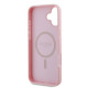 Guess iPhone 16 Plus - Grained Gold Ring - Magsafe Σκληρή Θήκη από Οικολογικό Δέρμα - Pink - GUHMP16MPGHSMMP