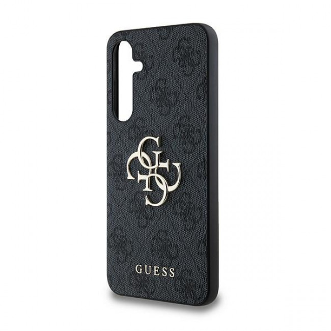 Guess Samsung Galaxy A35 5G - 4G Big Metal Logo - Θήκη με Επένδυση Συνθετικού Δέρματος - Black - GUHCSA354GMGGR