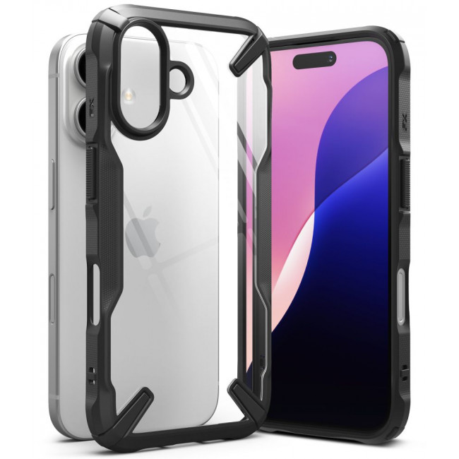 Ringke iPhone 16 Fusion X Σκληρή Θήκη με Πλαίσιο Σιλικόνης - Black - Διάφανη