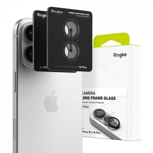 Ringke iPhone 16 / iPhone 16 Plus Lens Frame Glass Αντιχαρακτικό Γυαλί για την Κάμερα - Black