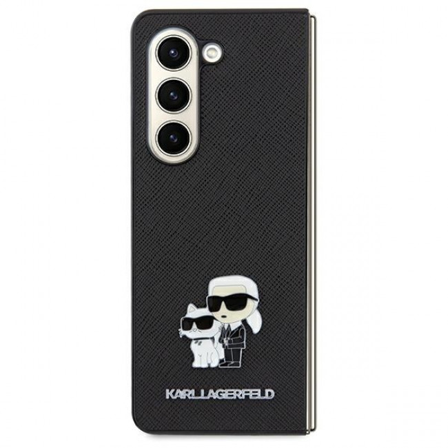 Karl Lagerfeld Samsung Galaxy A35 5G - Saffiano Karl and Choupette Pin - Σκληρή Θήκη με Επένδυση Συνθετικού Δέρματος και Πλαίσιο Σιλικόνης - Black - KLHCSA35SAKCNPK