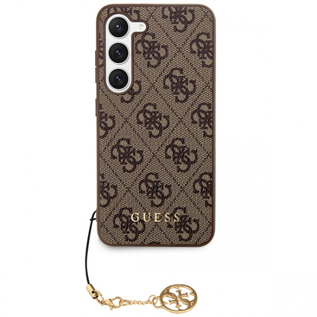 Guess Samsung Galaxy A35 5G - 4G Charms Collection - Θήκη με Επένδυση Συνθετικού Δέρματος - Brown - GUHCSA35GF4GBR