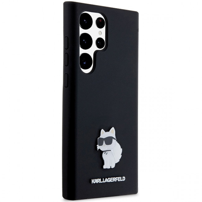 Karl Lagerfeld Samsung Galaxy S24 Ultra - Silicone Choupette Metal Pin - Σκληρή Θήκη με Πλαίσιο Σιλικόνης - Black - KLHCS24LSMHCNPK