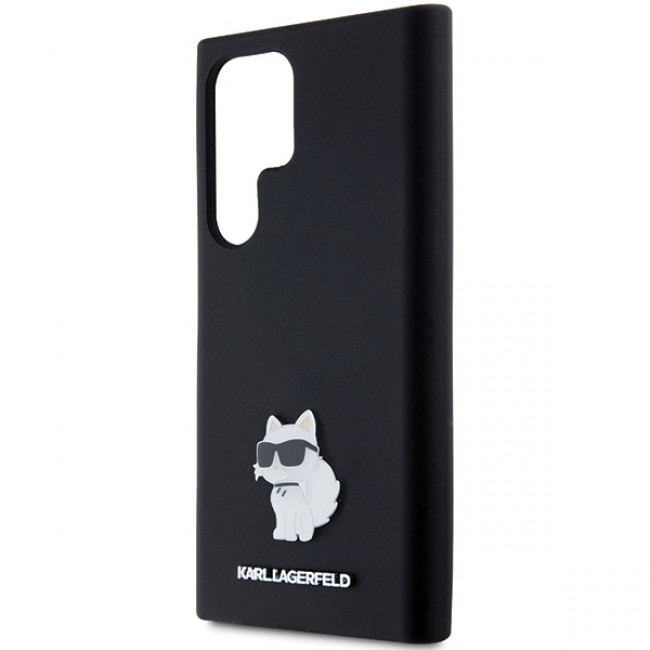 Karl Lagerfeld Samsung Galaxy S24 Ultra - Silicone Choupette Metal Pin - Σκληρή Θήκη με Πλαίσιο Σιλικόνης - Black - KLHCS24LSMHCNPK