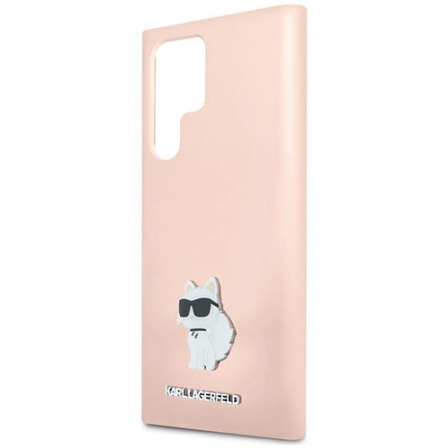 Karl Lagerfeld Samsung Galaxy S24 Ultra - Silicone Choupette Metal Pin - Σκληρή Θήκη με Πλαίσιο Σιλικόνης - Pink - KLHCS24LSMHCNPP