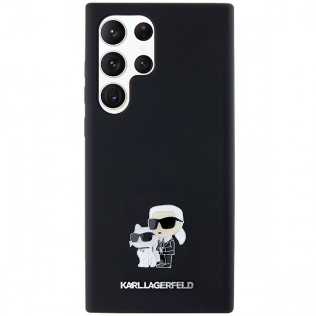 Karl Lagerfeld Samsung Galaxy S24 Ultra - Silicone Karl and Choupette Metal Pin - Σκληρή Θήκη με Πλαίσιο Σιλικόνης - Black - KLHCS24LSMHKCNPK