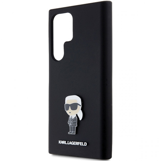 Karl Lagerfeld Samsung Galaxy S24 Ultra - Silicone Ikonik Metal Pin - Σκληρή Θήκη με Πλαίσιο Σιλικόνης - Black - KLHCS24LSMHKNPK