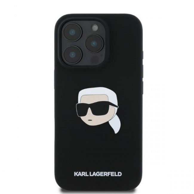 Karl Lagerfeld iPhone 16 Pro - Silicone Karl Head Print - Θήκη Σιλικόνης  με Magsafe - Black - KLHMP16LSKHPPLK