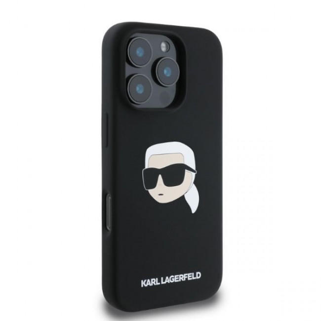 Karl Lagerfeld iPhone 16 Pro - Silicone Karl Head Print - Θήκη Σιλικόνης  με Magsafe - Black - KLHMP16LSKHPPLK