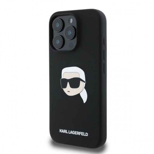 Karl Lagerfeld iPhone 16 Pro Max - Silicone Karl Head Print - Θήκη Σιλικόνης με MagSafe - Black - KLHMP16XSKHPPLK