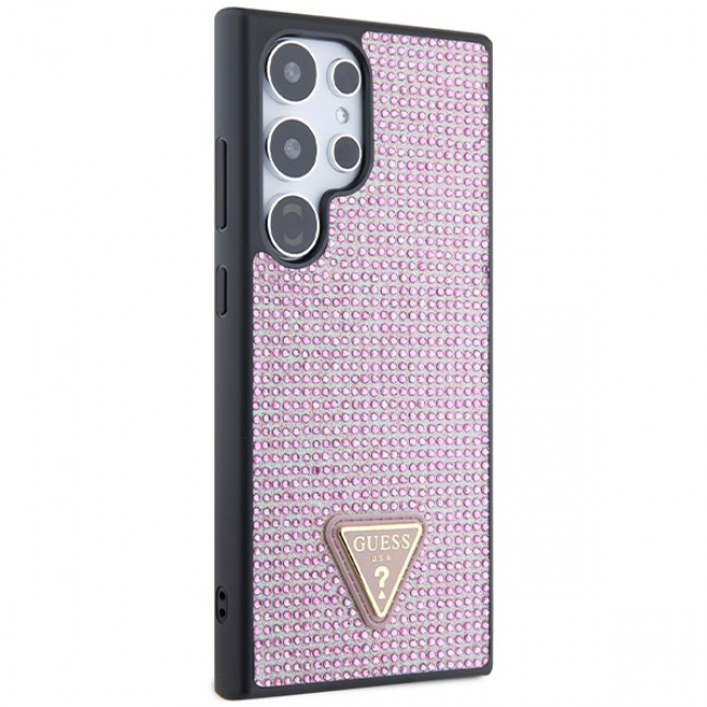 Guess Samsung Galaxy S24 Ultra - Rhinestone Triangle - Σκληρή Θήκη με Πλαίσιο Σιλικόνης - Pink - GUHCS24LHDGPPP