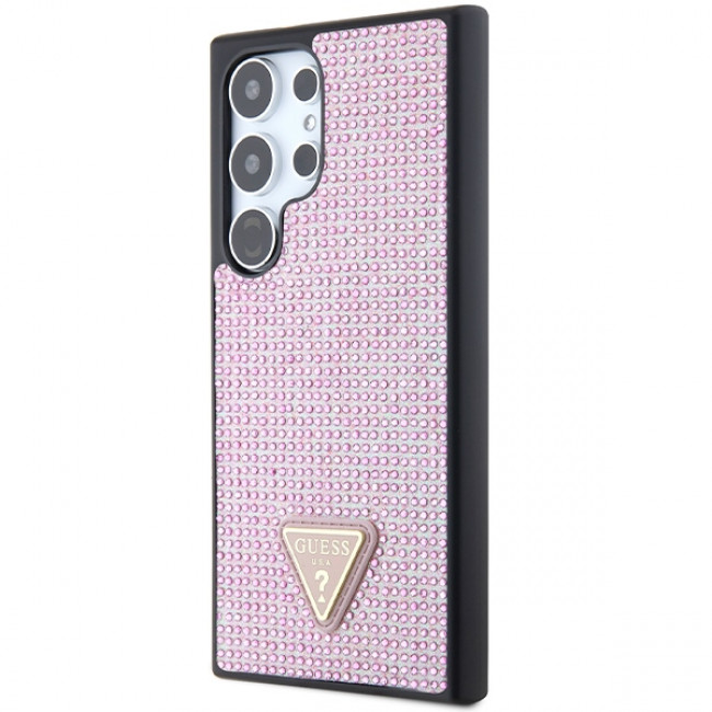 Guess Samsung Galaxy S24 Ultra - Rhinestone Triangle - Σκληρή Θήκη με Πλαίσιο Σιλικόνης - Pink - GUHCS24LHDGPPP