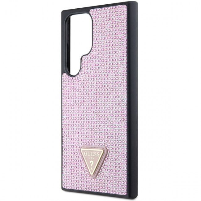 Guess Samsung Galaxy S24 Ultra - Rhinestone Triangle - Σκληρή Θήκη με Πλαίσιο Σιλικόνης - Pink - GUHCS24LHDGPPP