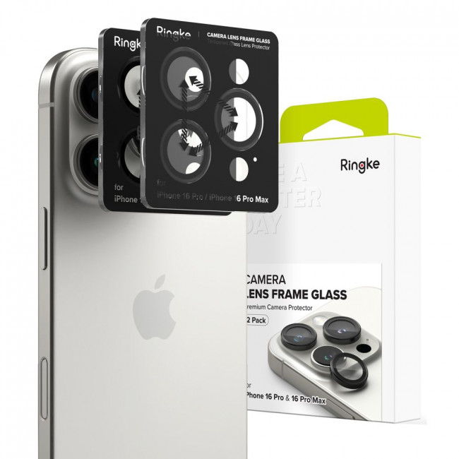 Ringke iPhone 16 Pro / iPhone 16 Pro Max Lens Frame Glass Αντιχαρακτικό Γυαλί για την Κάμερα - Black