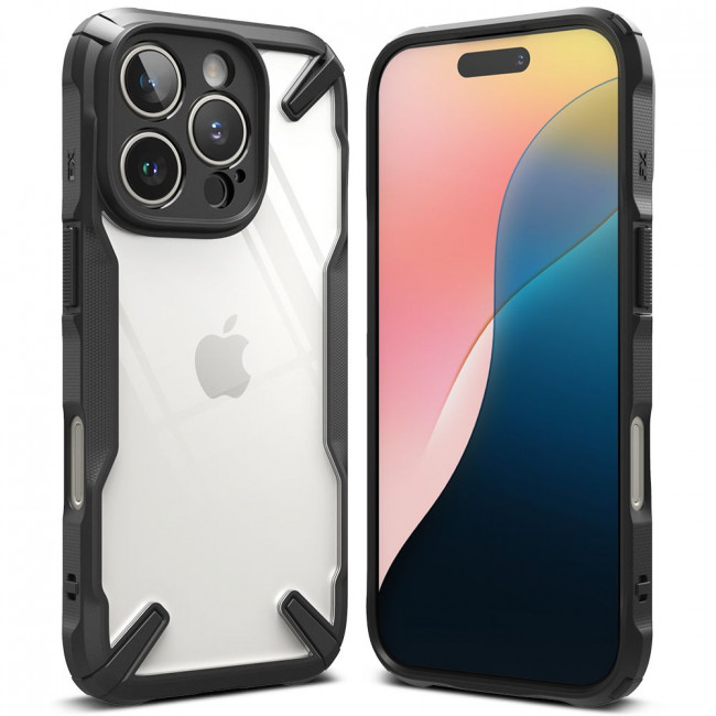 Ringke iPhone 16 Pro Fusion X Σκληρή Θήκη με Πλαίσιο Σιλικόνης - Black - Διάφανη