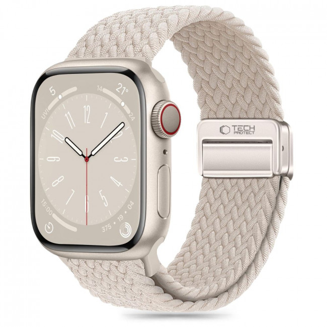 Tech-Protect Λουράκι Apple Watch 2 / 3 / 4 / 5 / 6 / 7 / 8 / 9 / SE / SE 2 - 38 / 40 / 41 mm NylonMag - Natural Titanium