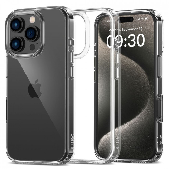 Tech-Protect iPhone 16 Pro Max Flexair Hybrid Σκληρή Θήκη με Πλαίσιο Σιλικόνης - Διάφανη