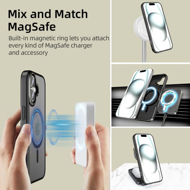 Tech-Protect iPhone 16 MagEdge - Σκληρή Θήκη με Πλαίσιο Σιλικόνης και MagSafe - Matte Black / Gunmetal