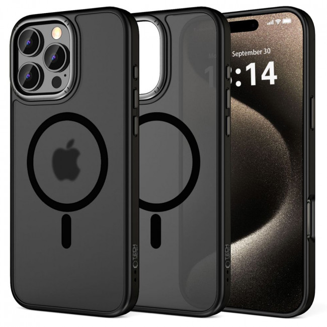 Tech-Protect iPhone 16 Pro MagEdge - Σκληρή Θήκη με Πλαίσιο Σιλικόνης και MagSafe - Matte Black / Gunmetal