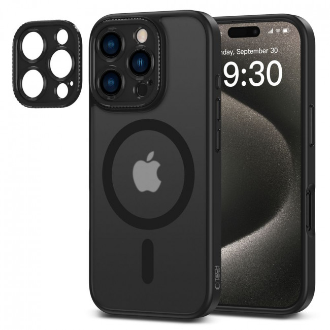 Tech-Protect iPhone 16 Pro Max MagCam - MagSafe Σκληρή Θήκη με Πλαίσιο Σιλικόνης και Προστασία Κάμερας - Matte Black 