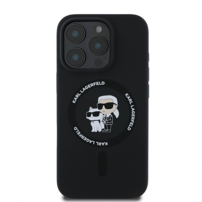 Karl Lagerfeld iPhone 16 Pro - Silicone KC Heads Ring MagSafe - Θήκη Σιλικόνης με MagSafe - Black - KLHMP16LSCMKCRHK